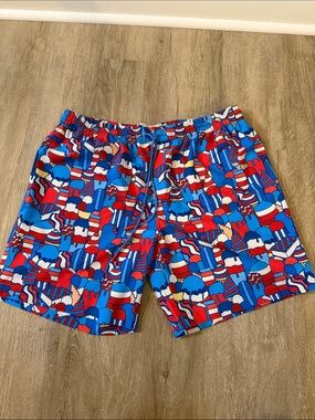 RSVLTS Red, Blue & White Ice Cream Abstract Print Swim Trunks